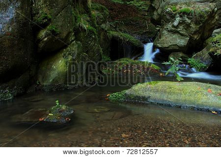 Waterfall - Cascade In The Autumn Forest