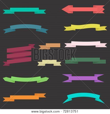 Set Of Colorful Ribbons With Background