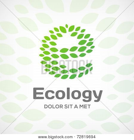 Letter E eco green leaf logo icon