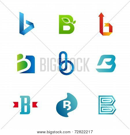Set of letter B logo icons