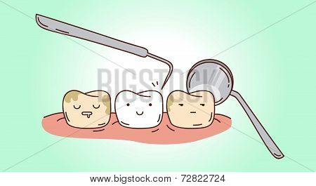 Comics about dental diagnostics and treatment.