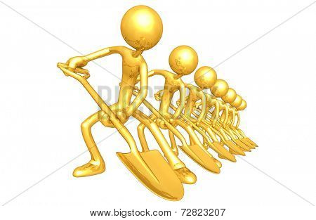 Gold Guys Digging In A Pile Of Questions