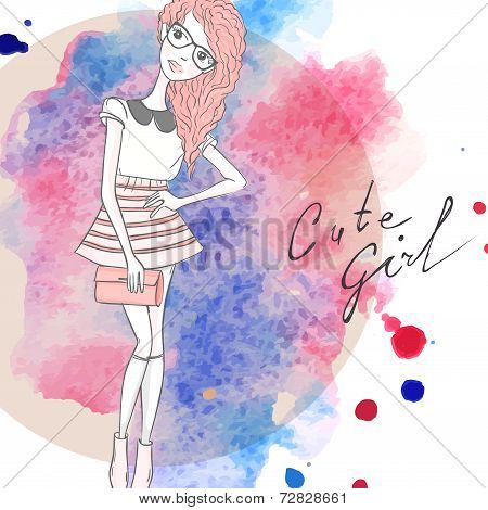 Cute Hipster Fashion Girl