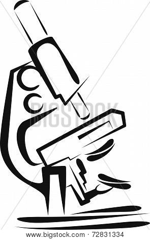 Illustration with a microscope. Scientific concept