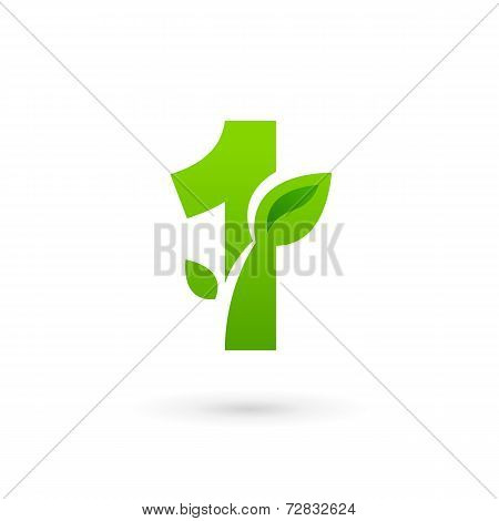 Number one 1 eco leaves logo icon design template elements. Vector color sign.