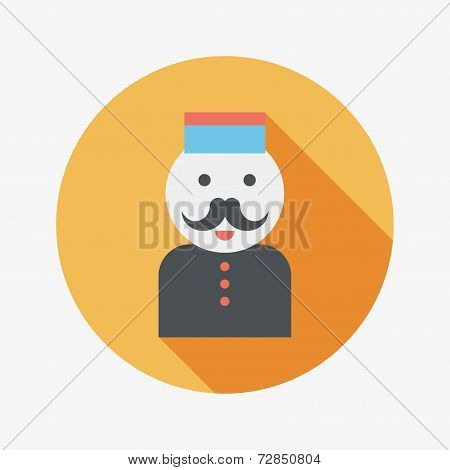 Hotel Bellhop Flat Icon With Long Shadow