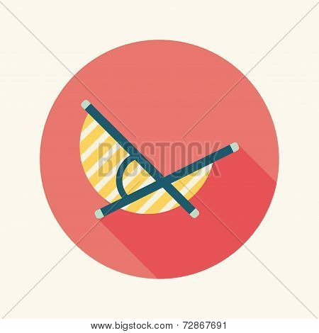 Lounger Beach Sunbed Chair Flat Icon With Long Shadow