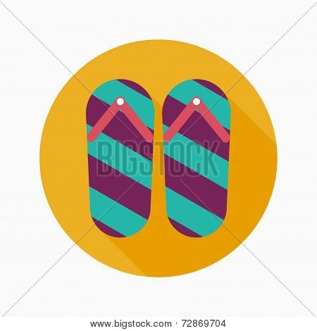 Flip Flop Flat Icon With Long Shadow