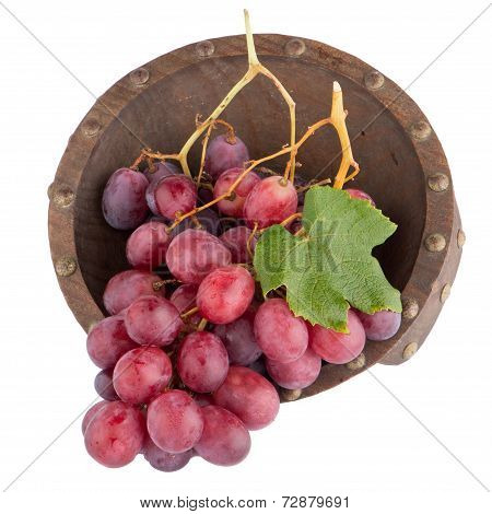 Fresh Red Grapes In Wood Bown