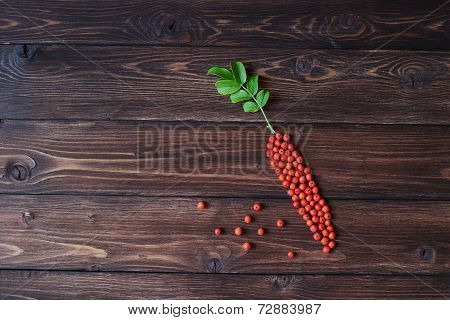 Ashberry as a carrot shape at the rustic table