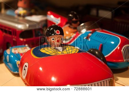 Vintage Tinplate Toys On Display At Homi, Home International Show In Milan, Italy
