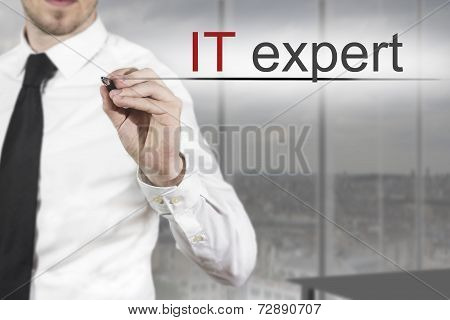 Businessman Writing It Expert In The Air