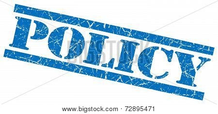 Policy Blue Grunge Stamp Isolated On White