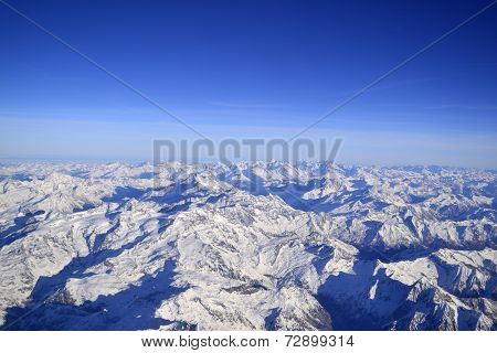 Aerial view of the Swiss Alps