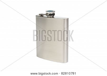 Stainles Steel Flask Isolated On White Background