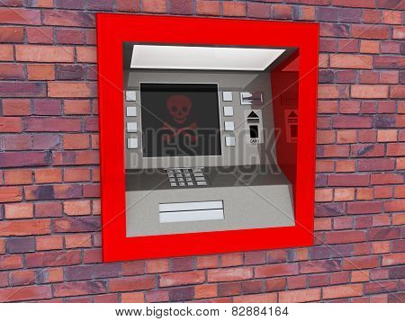 View of ATM in an isolated white background