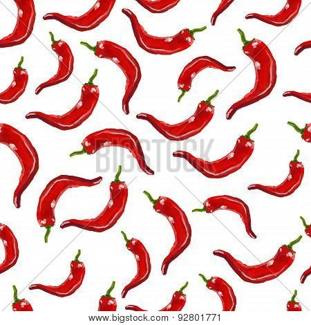 Seamless pattern with red hot pepper. Vector
