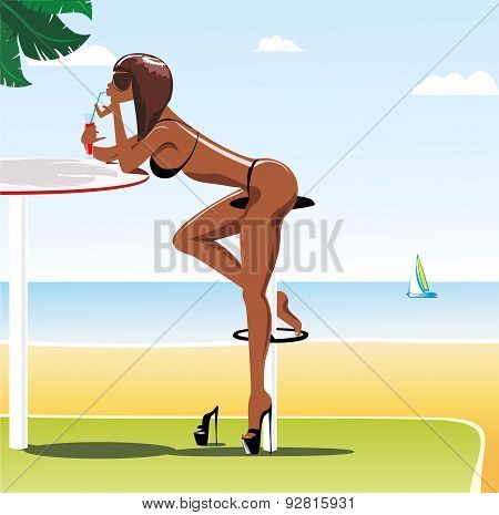 Girl is weekend. Vector.