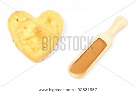 Heart Of Baked Apple Muffin And Powdery Cinnamon