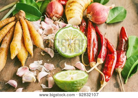 Ingredients of Thai spicy food, tom yum.