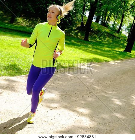 Woman running in a park 