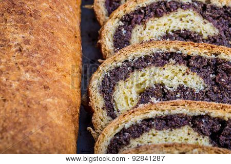 Homemade Poppy Seed Cake On A Tinware