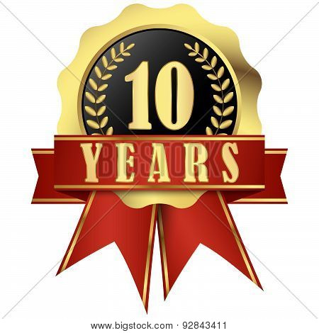 Jubilee Button With Banner And Ribbons For 10 Years