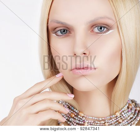 Sophisticated Lovely Blonde Touching Her Face