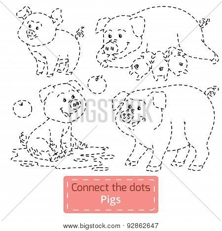 Connect The Dots (farm Animals Set, Pig Family)