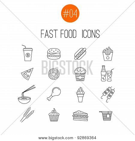 Thin Line Fast Food  Icons Collection