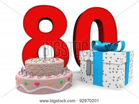 Happy Birthday With Present And Cake