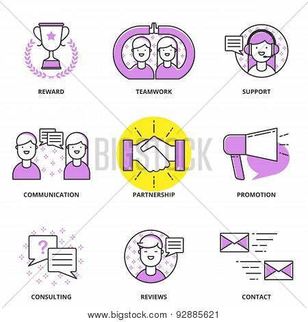 Customer Support And Management Vector Icons Set