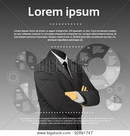 Businessman Execultive Fashion Black Suit Head Finance Infographic
