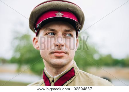 Unidentified re-enactor dressed as Soviet soldier during events