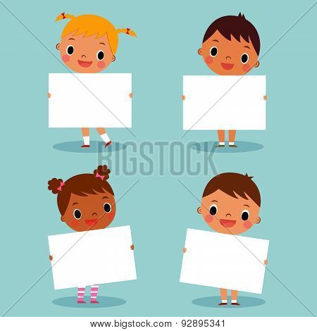 Children Holding Blank Sign
