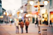Abstract Blurred Background Of People Walking In City Center