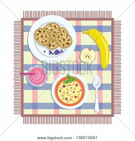 oatmeal with berries and wholesome food for breakfast
