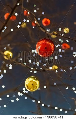 Decorations for New Year and architecture of Moscow. Tverskaya street and Manezhnaya Square