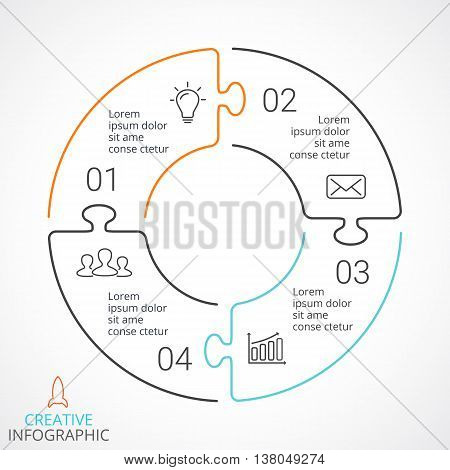 Circle arrows diagram for graph infographic presentation with steps parts options.