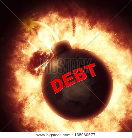 Debt Bomb Represents Financial Obligation And Bankruptcy