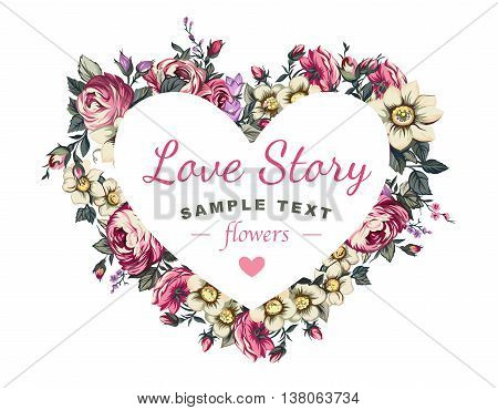 Label heart and flowers Gift for your loved