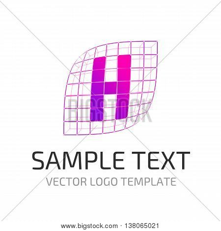 Vector logo template letter H. Icon stylized letter H in the framing grid.