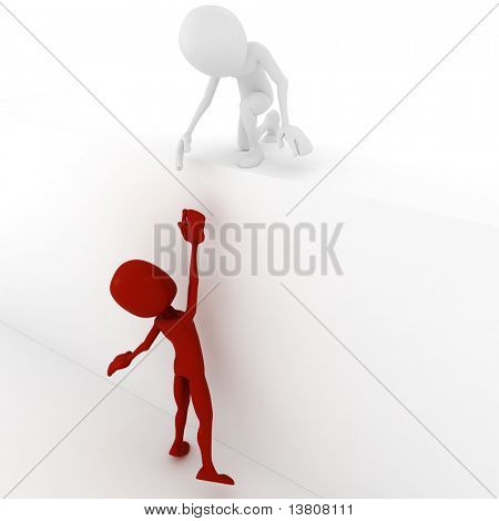 3D Man helfen anderen 3d Man Klettern