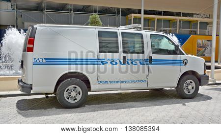 CHARLOTTE NORTH CAROLINA JUNE 20 2016: Car of Charlotte-Mecklenburg Police Department of the City of Charlotte it is the largest police department between Washington D.C. and Atlanta, Georgia.