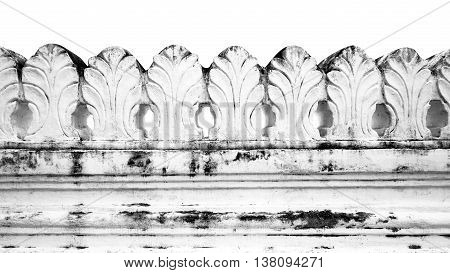 White Temple Fence Isolated Monochrome