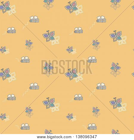 Geometric butterfly and bee on an orange background vector