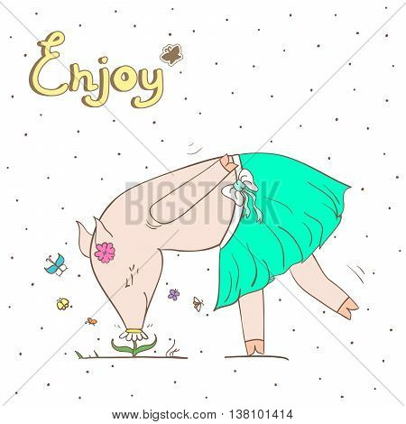 Simple graphic object - a debonair pig. EPS 8 vector