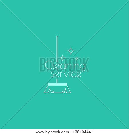 Vector icon hand brooms and house. Linear icon. Thin line. The concept of home cleaning and cleanliness. Feather duster to remove dust. The symbol of house cleaning. cleaning service.