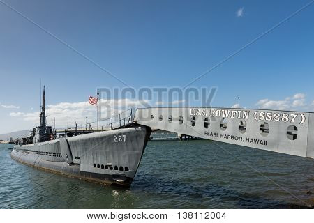 USS Bowfin Submarinesecond world war. Pearl harbor (Oahu - Hawaii) MARCH 2 2016