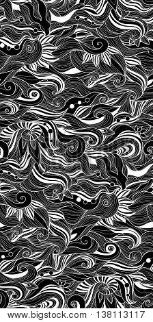 Decorative nature ornamental seamless pattern. Zen-tagle style and mehndi style.